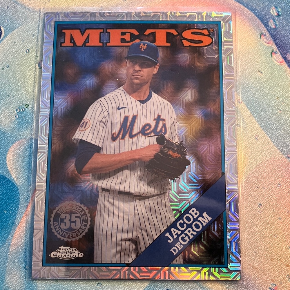 Jacob DeGrom Mets Baseball Card Topps Chrome 35th anniv MLB card